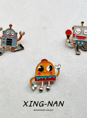可爱机器人金属徽章卡通创意装饰包配饰背包配饰礼物