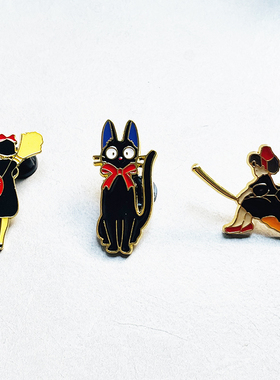 创意个性魔女宅急便金属徽章小黑猫合金滴油胸针配饰别针礼盒