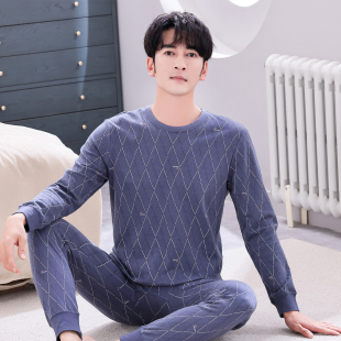 全棉线衣线裤 意大莱中老年秋衣秋裤 棉毛衫 男纯棉保暖内衣男士 套装