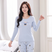 女士保暖内衣秋冬薄款 卡通打底棉毛衫 女纯棉套装 意大莱秋衣秋裤