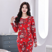 冬季 棉毛衫 套装 意大莱大红女士保暖内衣纯棉中老年人全棉秋衣秋裤