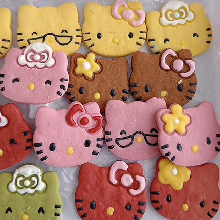 哈喽kt猫糖霜饼干hellokitty黄油曲奇甜品生日蛋糕装饰摆件零食礼