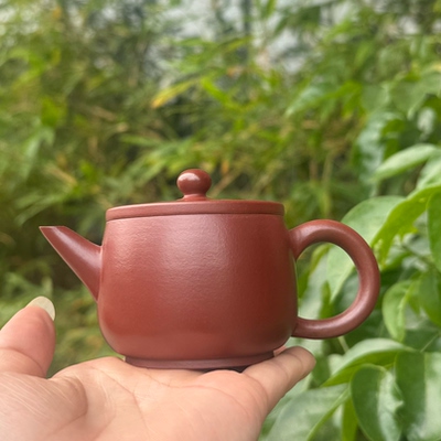 潮州李和平朱泥壶水平壶红泥小壶手工茶壶家用茶具龙蛋壶紫砂茶壶