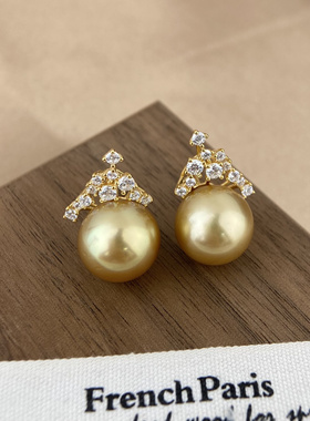 新款纯银碎钻星河耳钉 K金工艺（适配珍珠12-13mm）