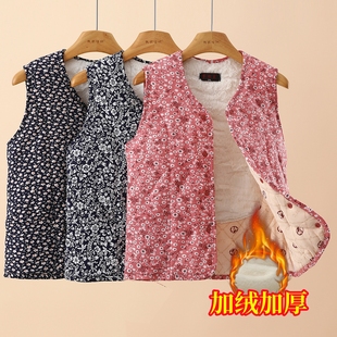 马甲女2025年秋冬新款加绒保暖背心妈妈装坎肩中老年夹棉马夹棉服
