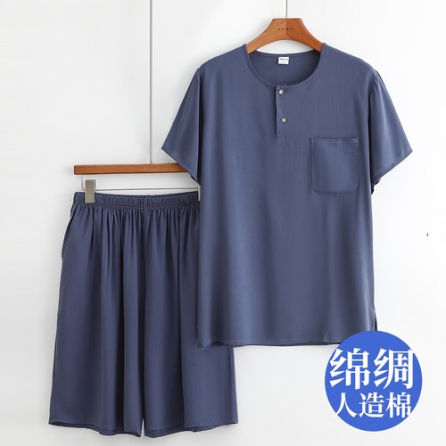 棉绸短袖短裤人造棉家居服