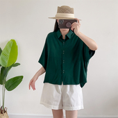 2025年夏季 人造棉中袖 韩版 棉绸女士衬衫 薄款 宽松大码 开衫 衬衣上衣