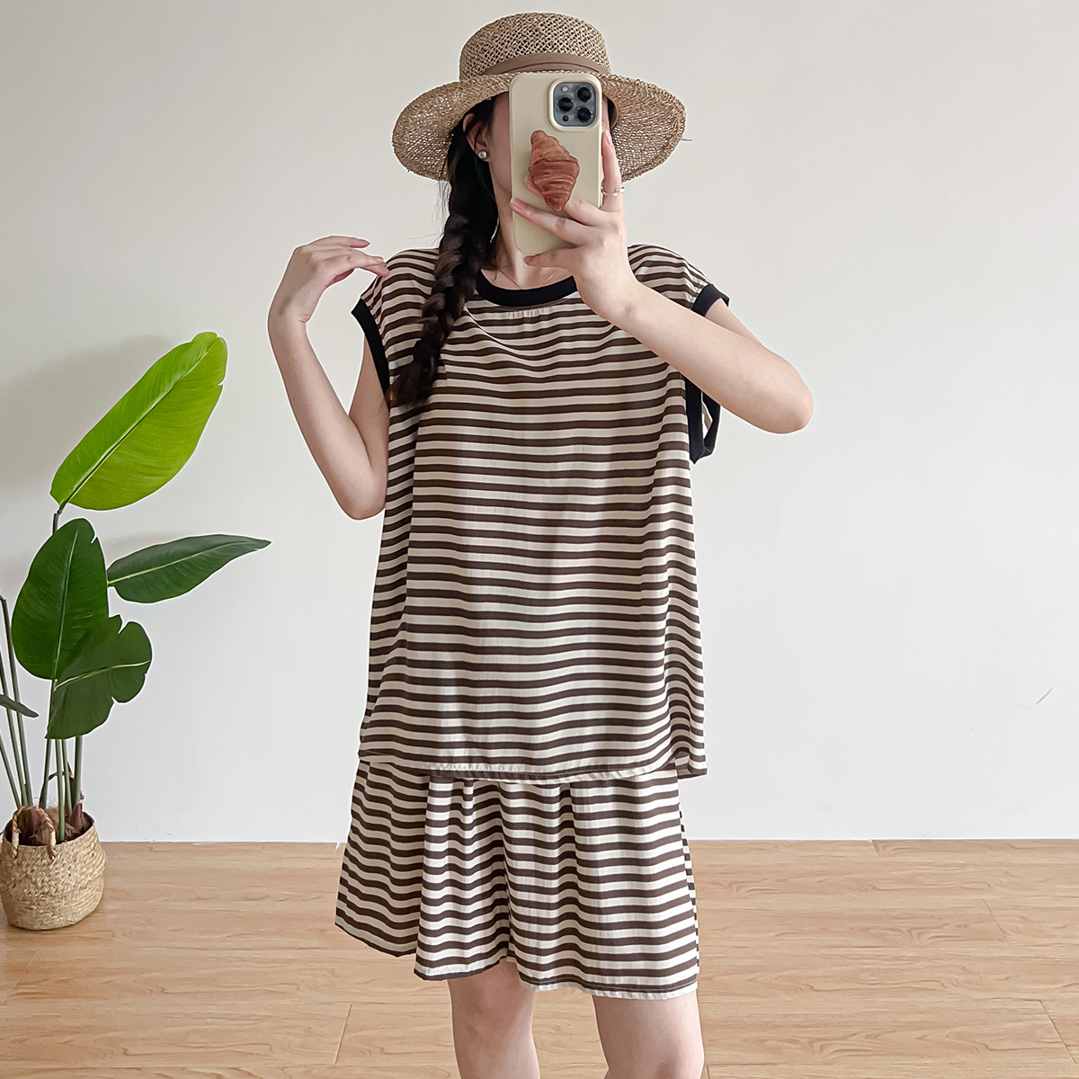 棉绸短袖短裤套装人造棉家居服