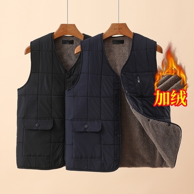 加绒加厚保暖棉背心马甲