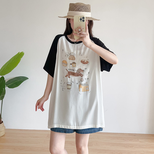 青年绵绸上衣女2025年夏季 薄款 宽松显瘦印花短袖 人造棉休闲T恤衫
