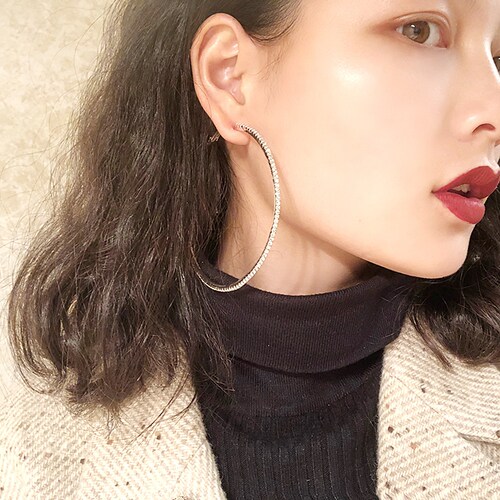 欧美满钻大圆圈圆环耳环夸张个性女气质韩国夜店性感简约耳环耳钉 - 封面