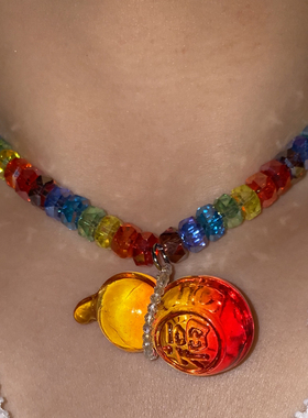 西太后彩色水晶葫芦多巴胺项链高级感轻奢小众设计锁骨链氛围配饰