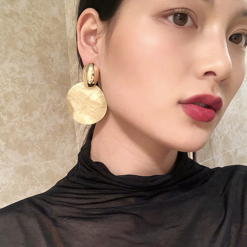 欧美大牌高级夸张拉丝大款金色圆