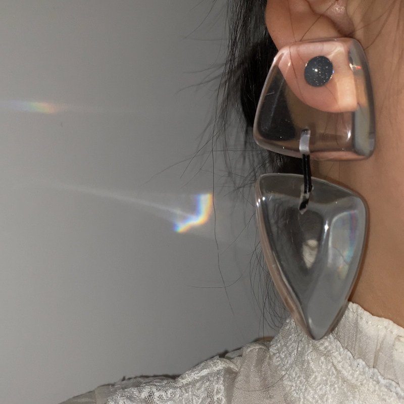 欧美走秀款透明几何夸张耳环高级感未来冷淡风设计感耳钉个性耳饰