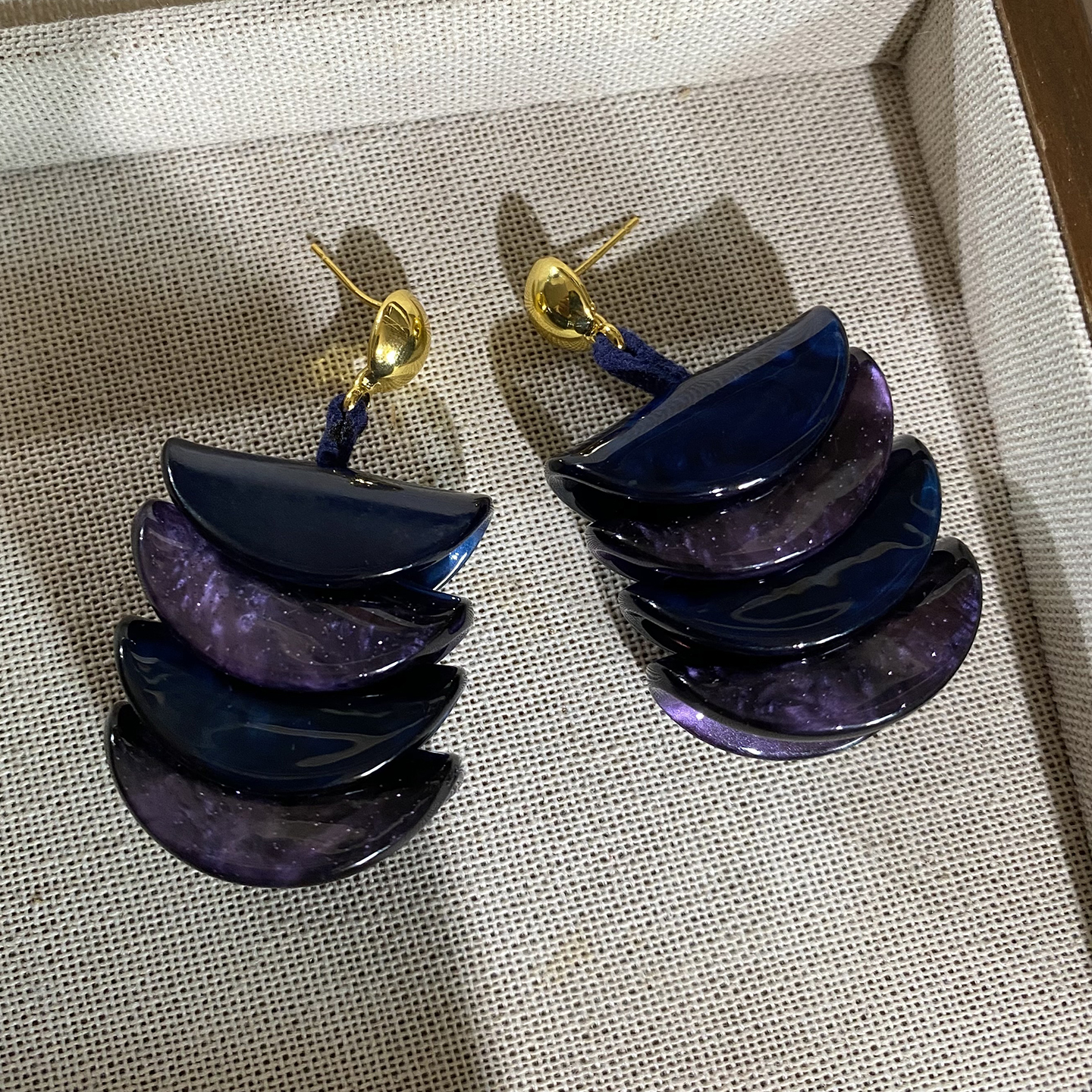 紫色亚克力几何夸张耳环女士高级感独特设计高级感气质大气耳饰潮