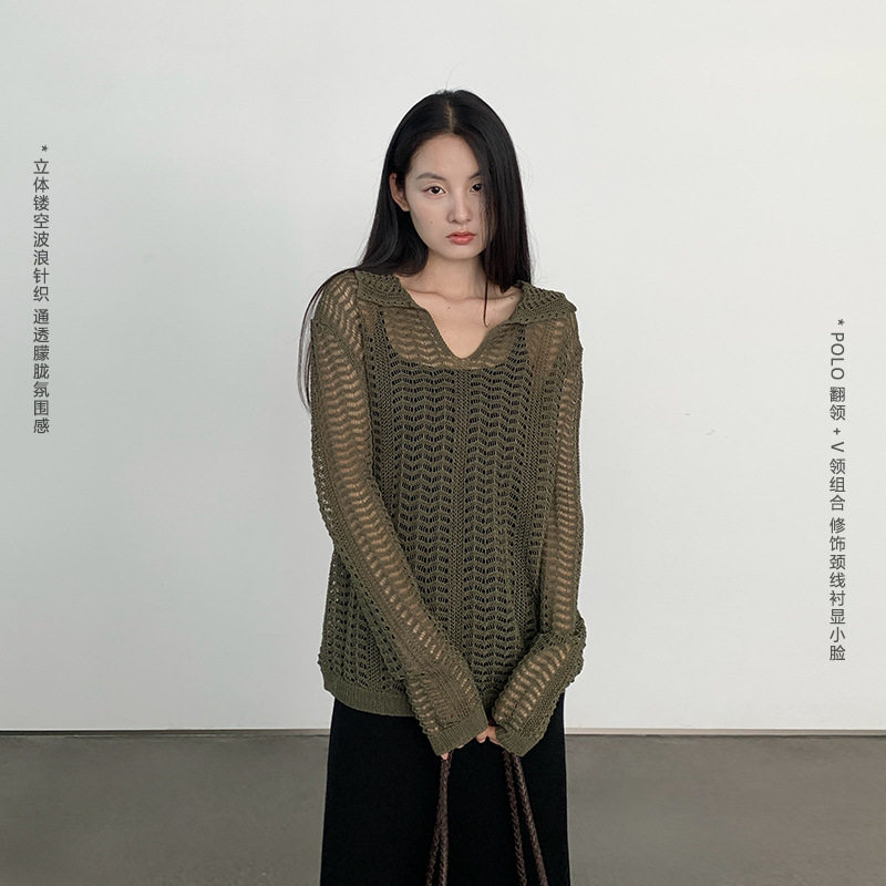 女夏季设计感轻薄宽松长袖罩衫