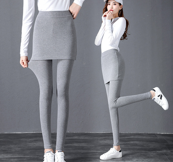 EAL包臀拉链连裤裙假两件打底裤裙裤春季打底裙裤Y399