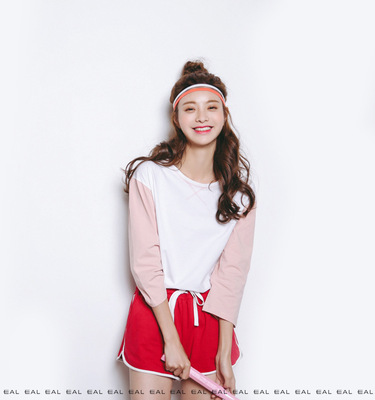 打底衫短袖子撞色设计款基本