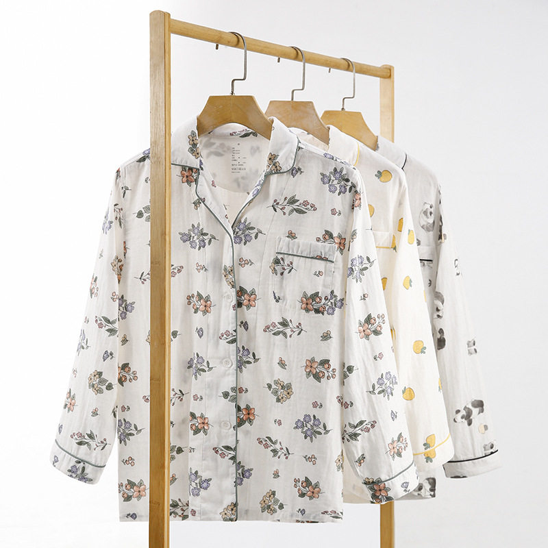 印花卡通纯棉家居服双层纱布套装