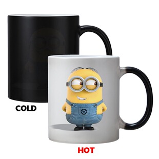 我感温变色杯子陶瓷咖啡马克杯水杯女生日礼物 Minion小黄人卑鄙