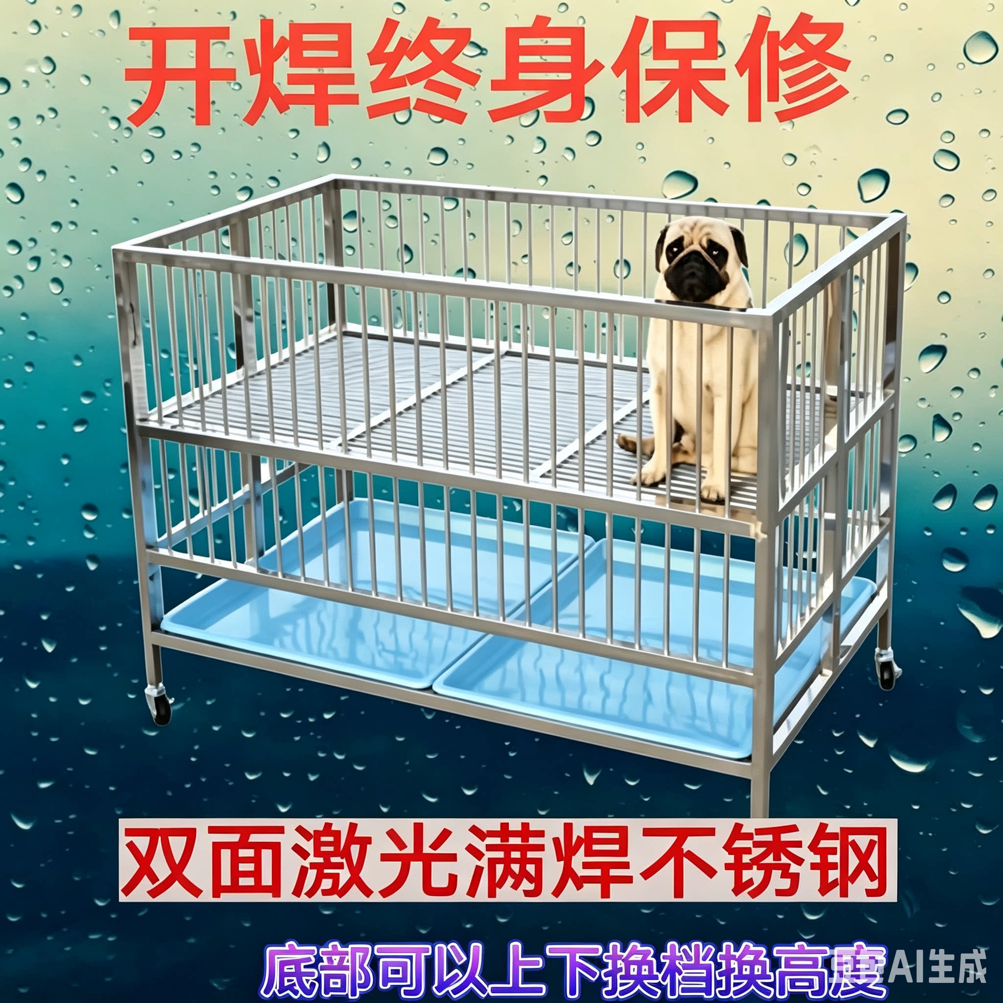 不锈钢大小型狗中型犬折叠展示笼