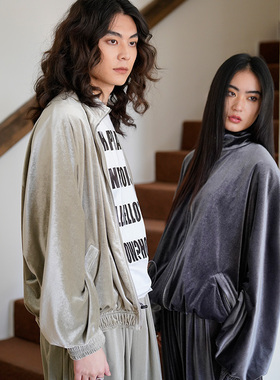 AXYPAGES男女中性风情侣宽松慵懒休闲舒适秋冬高级感丝绒运动套装