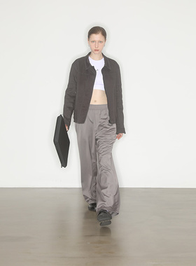 AXYPAGES微修身明线设计箱型拉链夹克英伦风秋冬短外套百搭深灰色