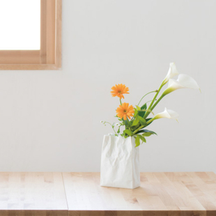 japan进口波纹袋日式 日本ceramic 创意简约褶皱纸袋花瓶陶瓷花器