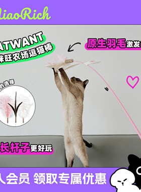 喵旺财 CATWANT猫咪旺农场羽毛超长逗猫棒木天蓼自嗨解闷猫玩具