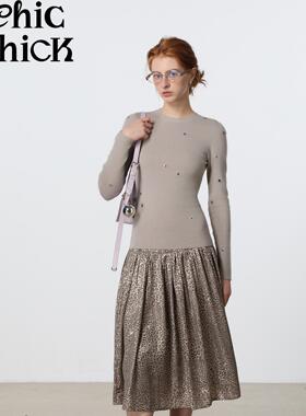ChicChick时髦小鸡新品 浅卡其 装饰美学 手工金属气眼针织打底衫