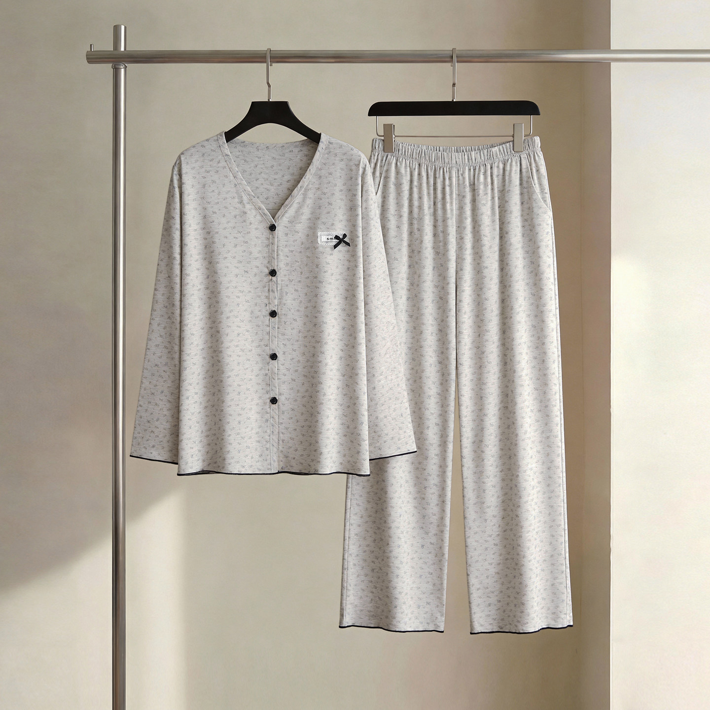 SLEEPTIGHT带胸垫睡衣女款春秋2026新款纯棉长袖小个子碎花家居服