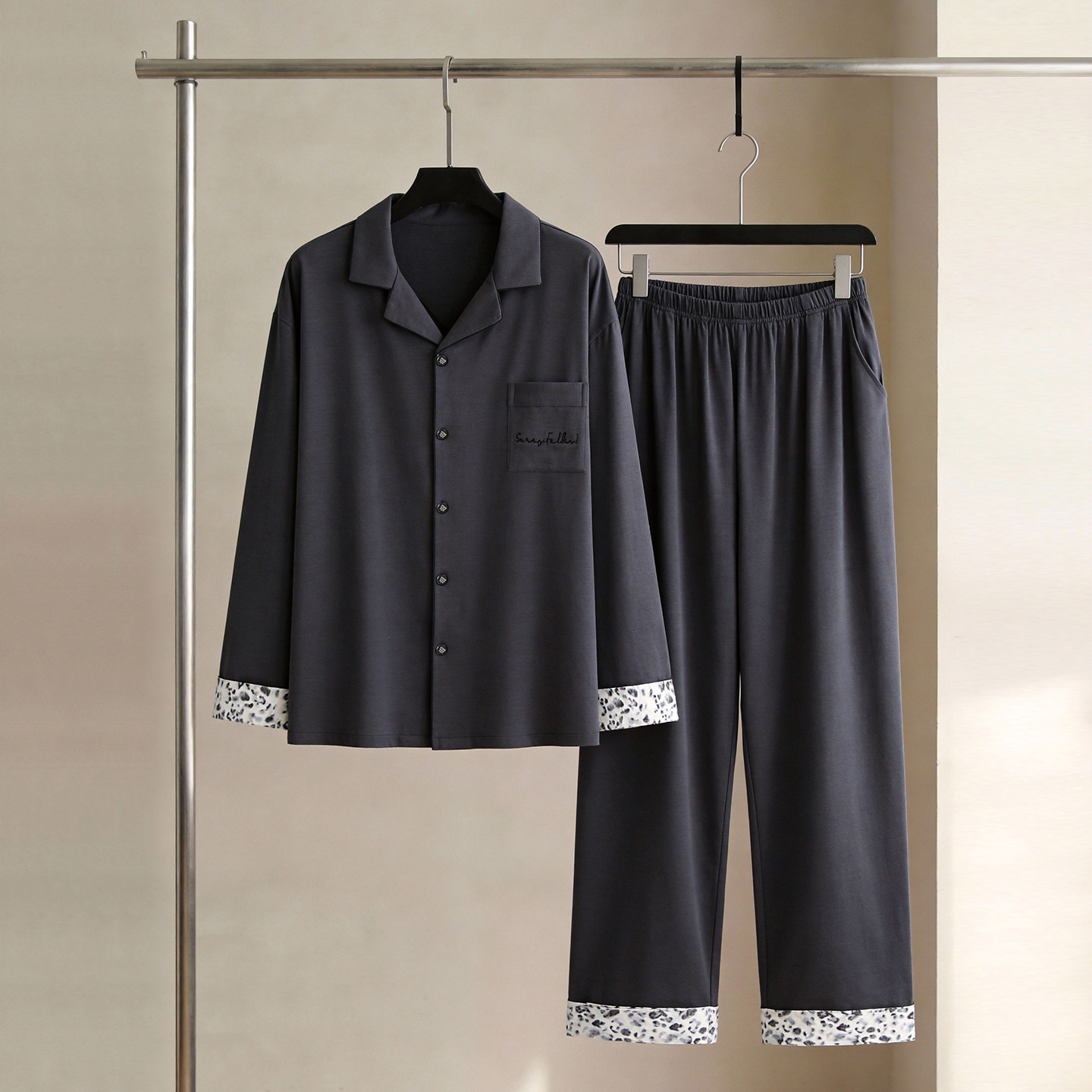 SLEEPTIGHT莫代尔男士睡衣2026新款春秋高端情侣豹纹气质女家居服