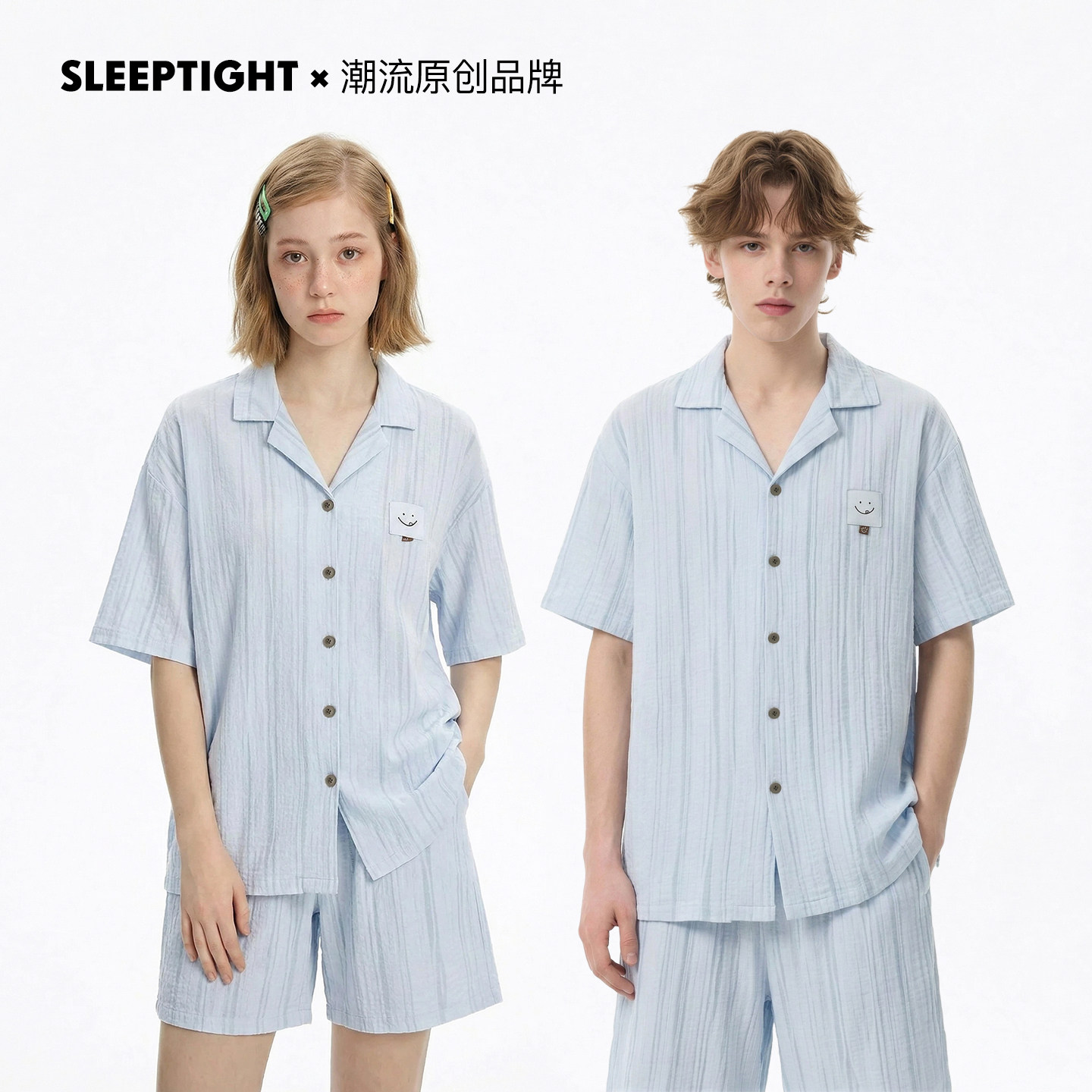 SLEEPTIGHT情侣睡衣夏季女款纯棉2026巨好看短袖短裤小众男士套装