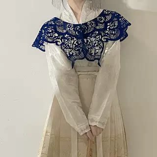 剪纸云肩成品无纺布学生走秀国风披肩衣服装汉服妆造摄影道具写真图片