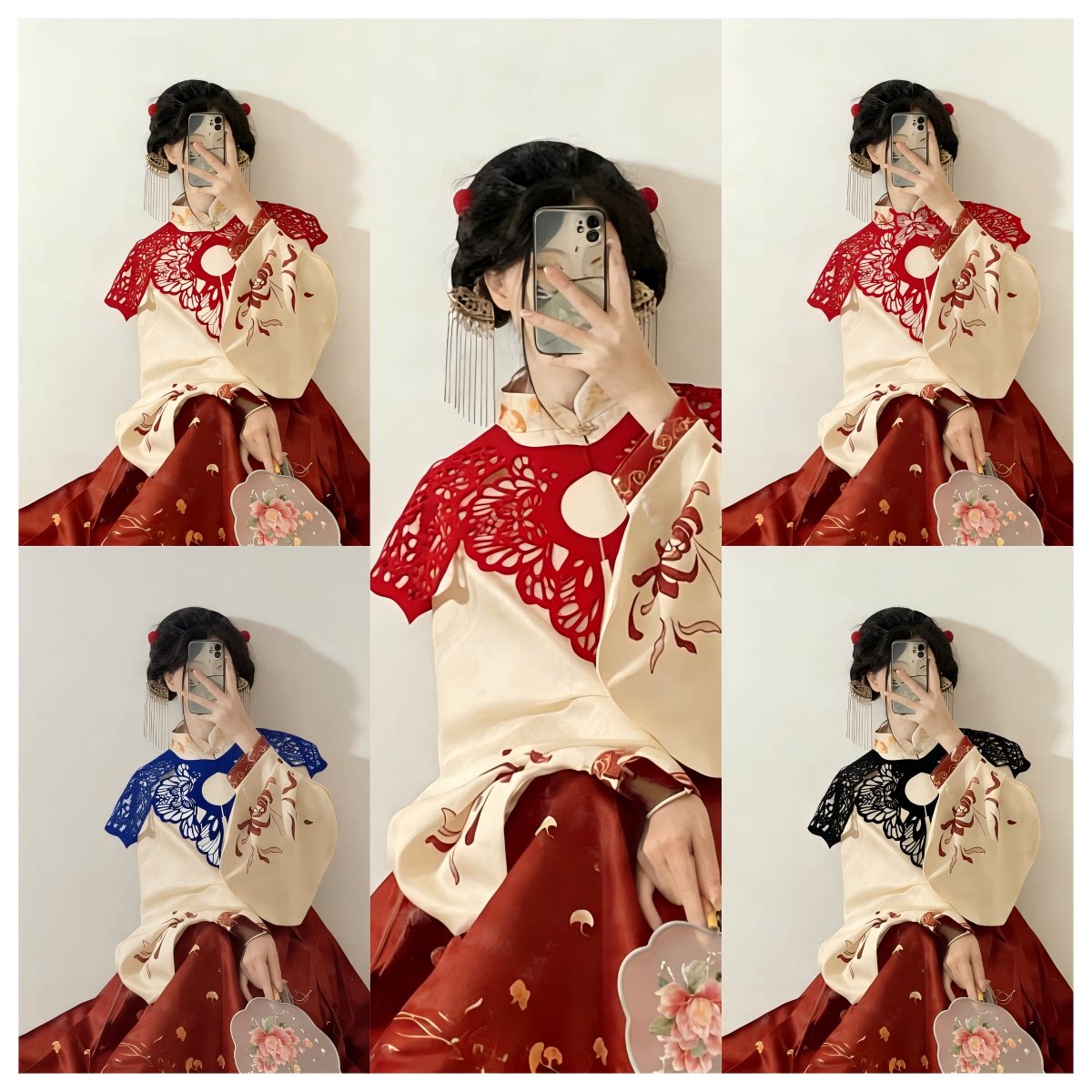 成人剪纸云肩成品无纺布走秀国风披肩衣服汉服妆造摄影拍照道具图片