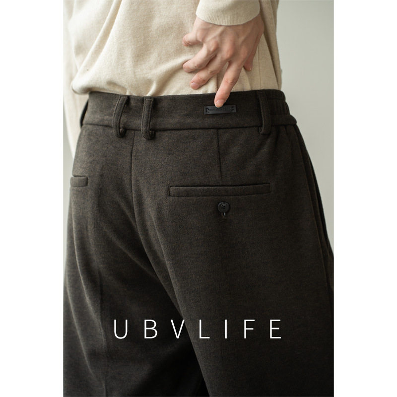 老钱风山羊绒混纺云感亲肤直筒西裤男士2025秋冬保暖宽松休闲长裤