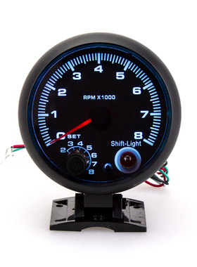 汽车改装汽油发动机转速表95mm12V通用蓝光指针显示带警示灯仪表