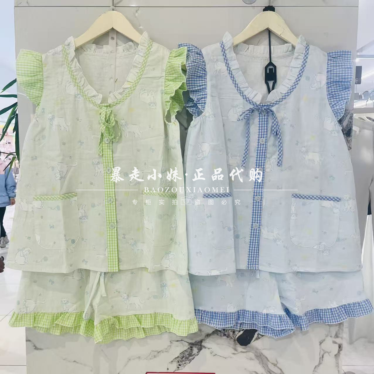 tutuanna小猫棉纱花边家居服睡衣