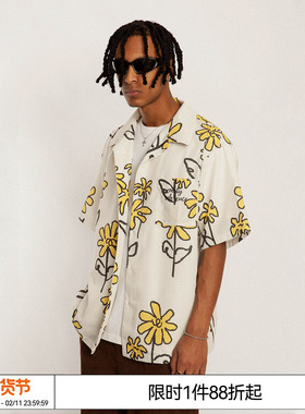 EMPTY REFERENCE 手绘黄色小花短袖衬衫