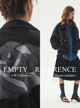 EMPTY REFERENCE 黑色斑驳环保仿皮革玫瑰印花拉链翻领夹克外套