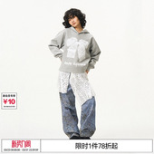 复古原创无下摆设计蝴蝶结丝印长袖 美式 连帽卫衣 REFERENCE EMPTY