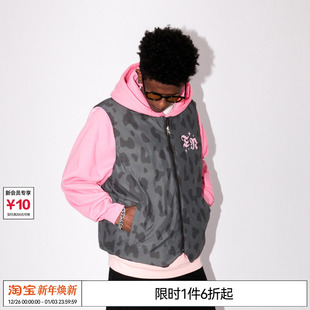 两面穿豹纹粉色刺绣羽绒棉加厚马甲 REFERENCE 特惠7折 EMPTY