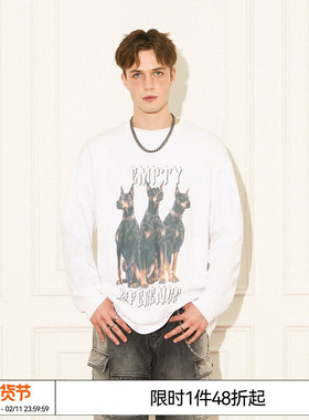 特惠8折 董思怡汪苏泷 EMPTY REFERENCE 杜宾犬印花长袖T恤