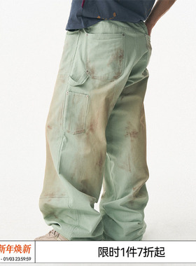 特惠8折 REVERSE IRONY 水洗复古做旧工装裤宽松百搭休闲长裤