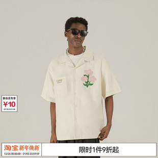 情侣款 EMPTY 衬衫 可爱小花印花宽松休闲短袖 REFERENCE