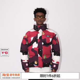 印花设计太空迷彩羽绒棉服加厚外套 REFERENCE 特惠7折 EMPTY