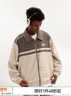 特惠6折起EMPTY REFERENCE原创灰色刺绣拼接夹克复古工装上衣外套