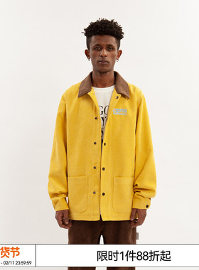 EMPTY REFERENCE 原创黄色复古拼接灯芯绒夹克男女休闲宽松外套