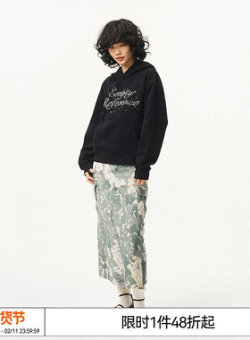 特惠6折起EMPTY REFERENCE原创黑色珍珠LOGO宽松休闲长袖连帽卫衣