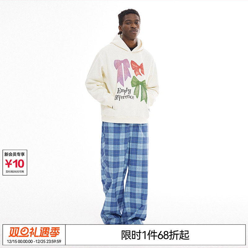 特惠8折 EMPTY REFERENCE 格纹印花格子长裤宽松直筒休闲裤